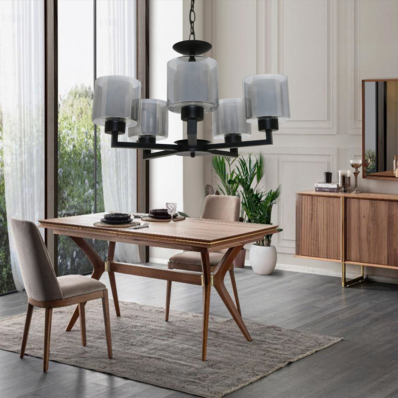 Affton 5 - Light Chandelier, Grey, Black