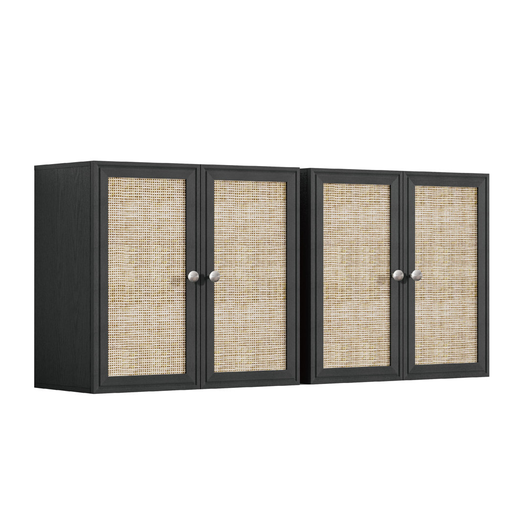 24" Wall Mounted Cabinet With Rattan Doors (Set of 2) Polihome 