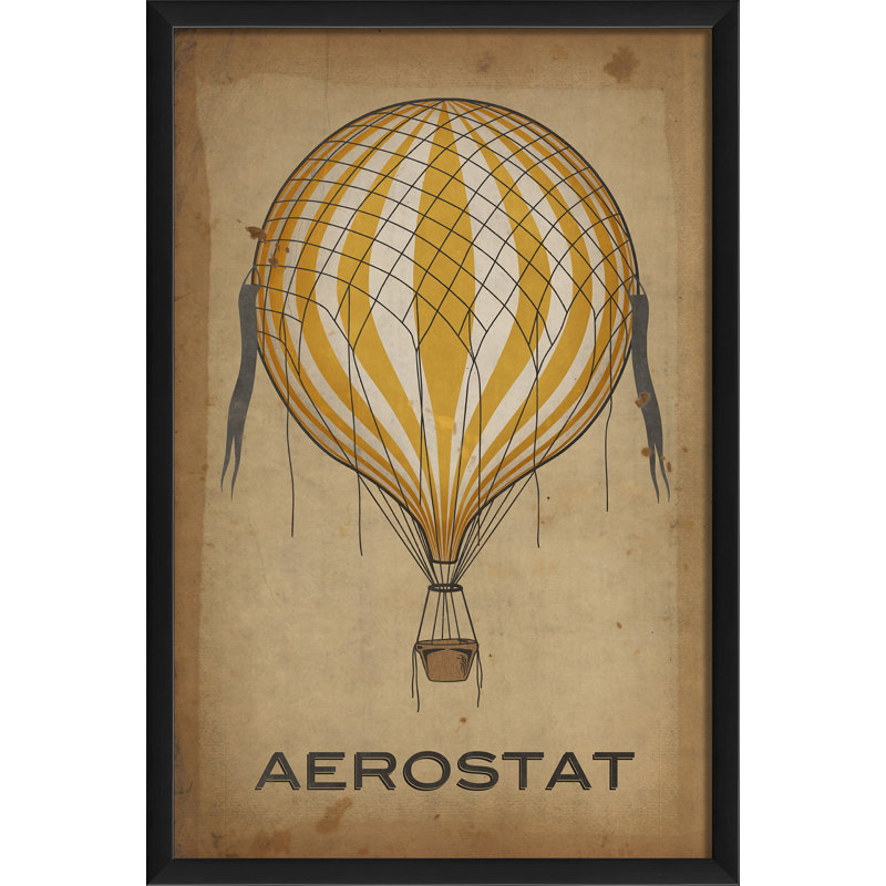 Ballon d’air chaud aerostat, impression encadrée, Jaune