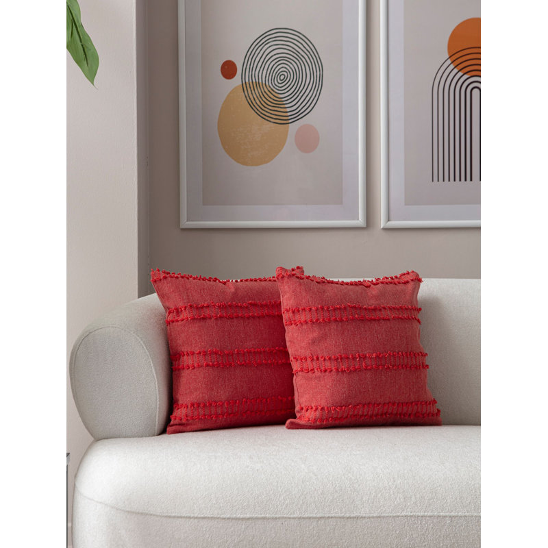 Ensemble de housse de coussin rouge vif (2 pièces), 16,9 po x 16,9 po | 100% polyester, durable et lavable à la machine | Tissu doux avec une densité de 100 g / m², parfait pour le décor du salon et de la chambre à coucher, élégant et confortable