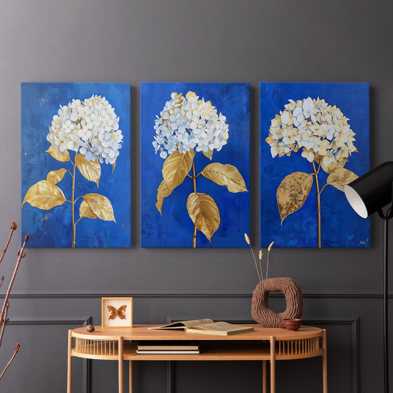 Floral Study Series XXXI - Ensemble de 3 toiles tendues avec châssis - Prêt à être accroché, H 27 po x l 18 po