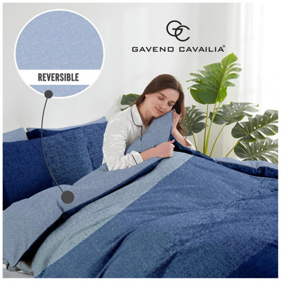 Hotel Style Striped Reversible Duvet Cover Set Polycotton Fabric with Matching Pillowcases - All UK Sinlge Double King