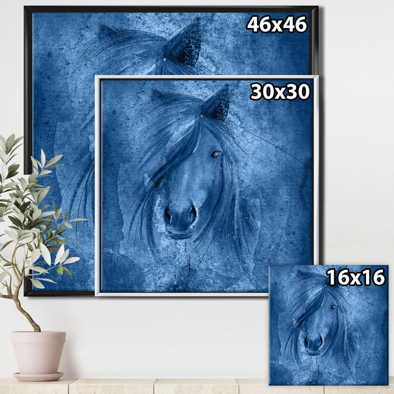 Reproduction d’art sur toile, "cheval de ferme", H 46 po x l 46 po x P 1,5 po, Cadre flottant doré