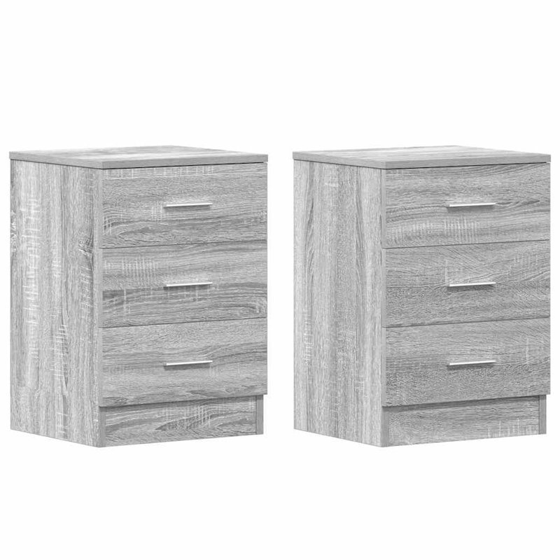 3 Drawer Bedside Table, Grey