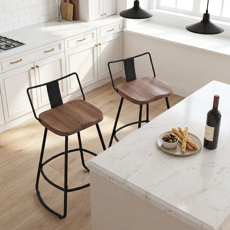 Duncombe Swivel Counter Stool with Steel Frame, Counter Stool (26" Seat Height)