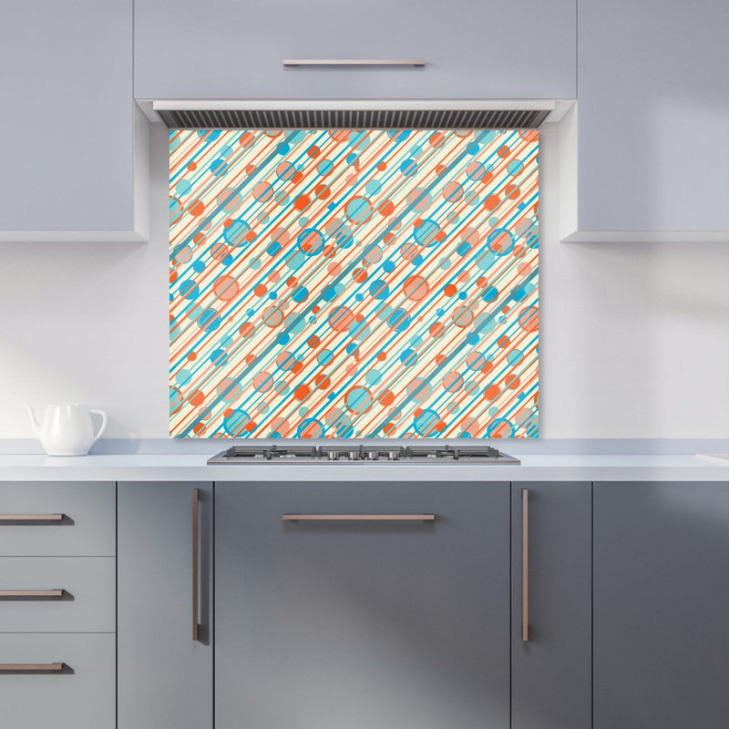 Retro Stripes And Circles Premium Glass Kitchen Splashback W600mm x H750mm