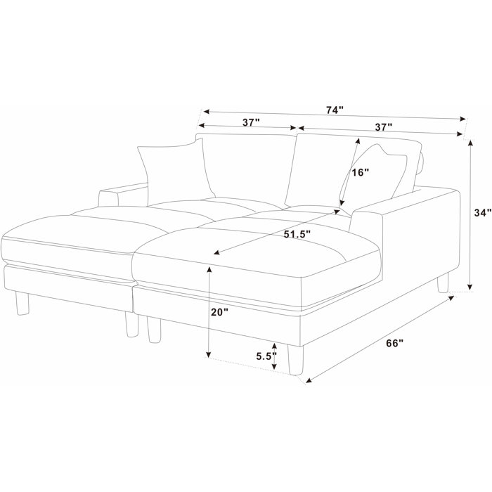 Andes Furniture 74'' Square Arm Sofa & Reviews | Wayfair