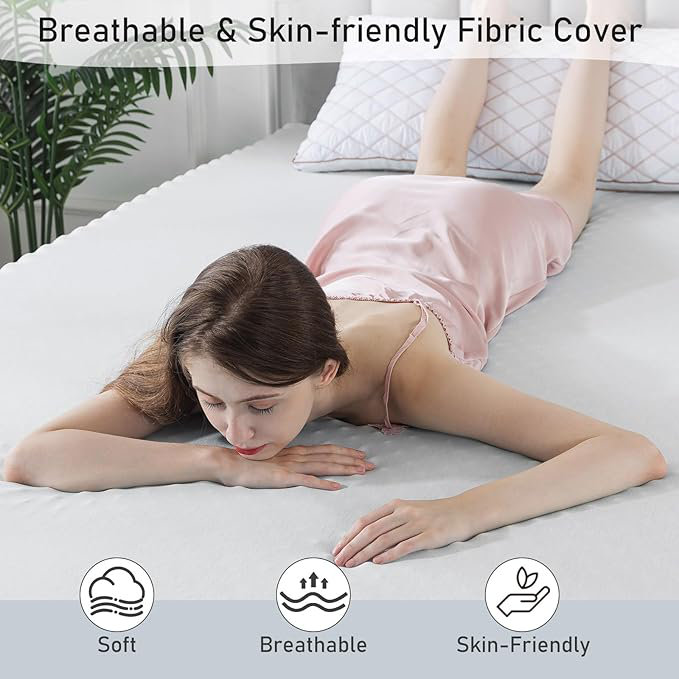 Surmatelas en mousse à mémoire de forme, Bleu, Lit double, 2"