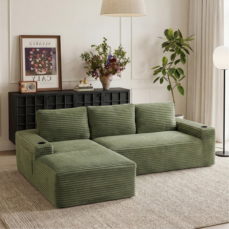 Canapé modulaire 104 po Cloud, Mousse verte, Left Hand Facing