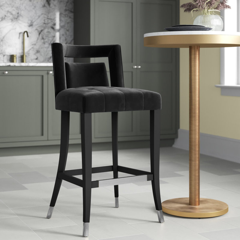 Bar Stool, Bar Stool (30.3" Seat Height), Black Velvet