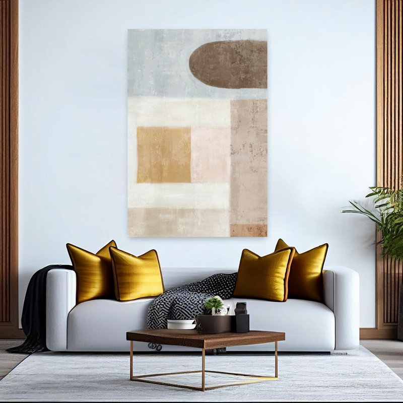Art de paysage marin abstrait géométrique subtil, H 60 po x l 40 po