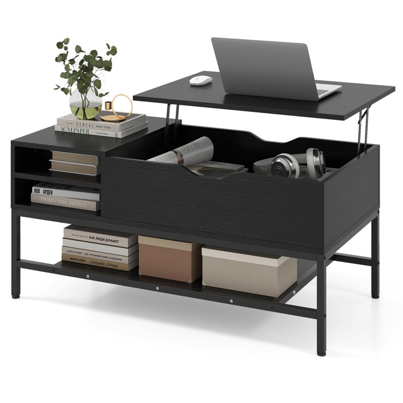 Lift Top Coffee Table with Storage, Black