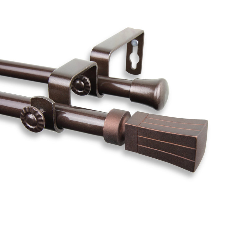 Tringle à rideaux double réglable 0,6 po Shamar, 28 po - L 48 po, Cacao