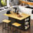 Large Rolling Kitchen Island With Drop Leaf, Power Outlet, Internal Storage Racks, 5 Open Side Racks, 2 Drawers, An Adjustable Shelf-712257205