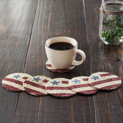 Jute Round 6 Piece Coaster Set