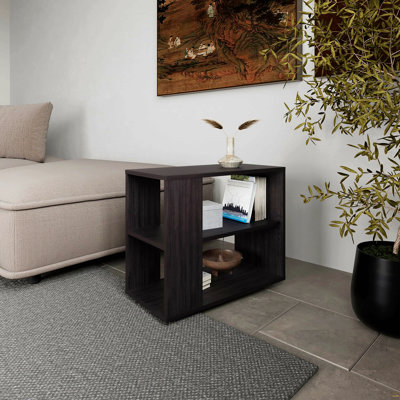 Table d'appoint Wengue en mélamine avec rangement ouvert