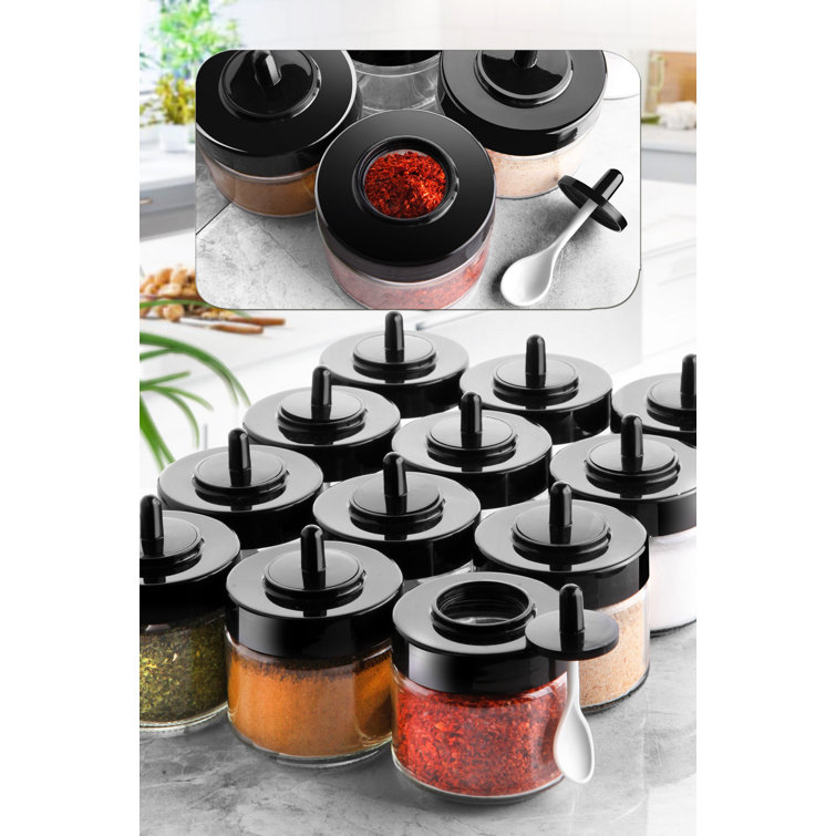 Ceramic Sugar Bowls Set of 3 Condiment Jar Spice Container with Bamboo Lids and Spoon Seasoning Pots CELLPAK