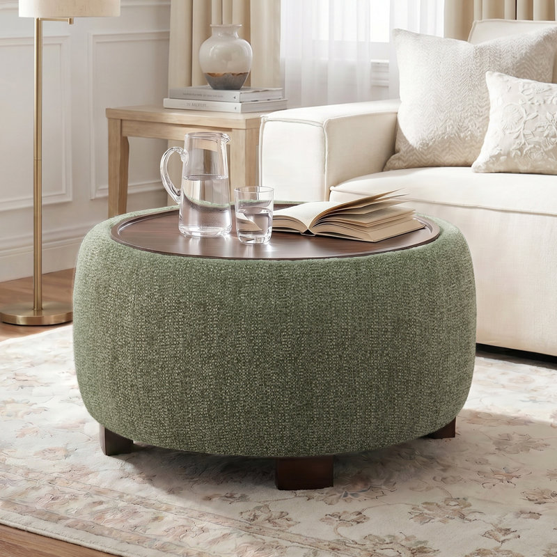 Repose-pieds rond avec rangement, green
