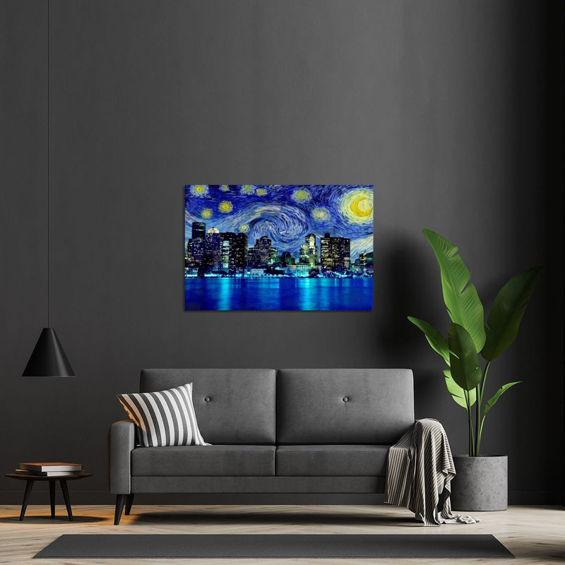 Boston, Massachusetts, nuit étoilée, impression sur verre acrylique, H 24 po x l 32 po x P 0,25 po