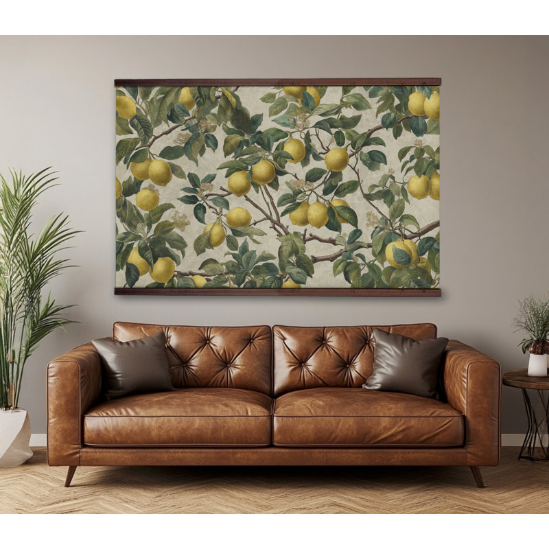 Très grande tapisserie d'art murale - Citrons, H 45 po x l 73 po