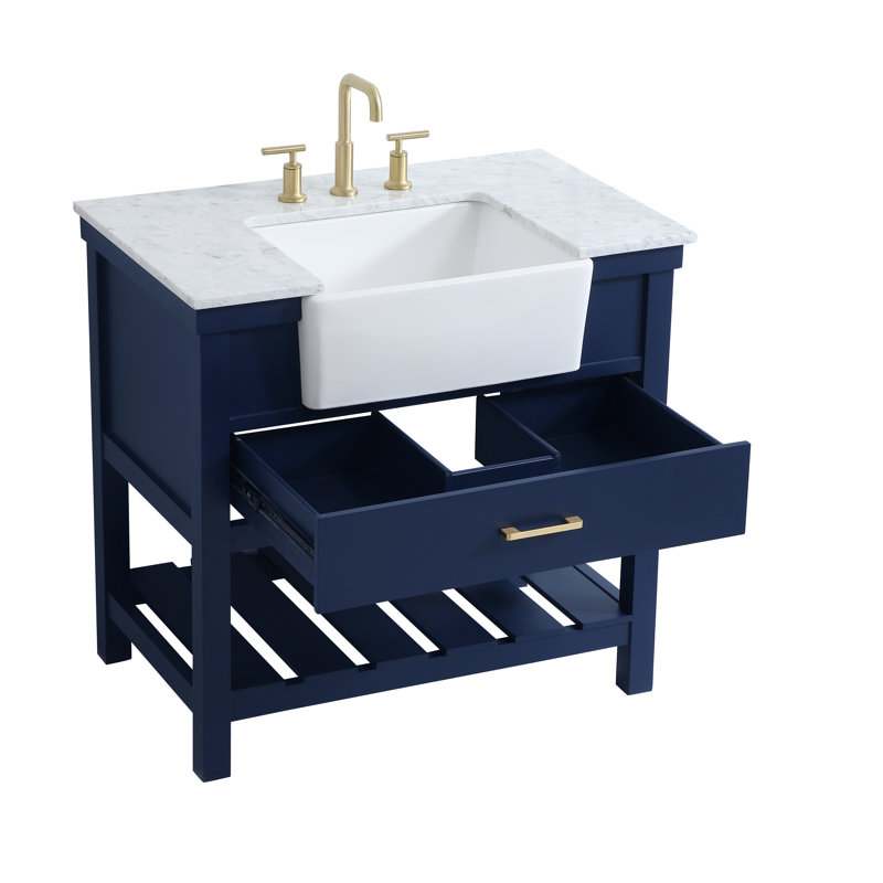 Meuble-lavabo simple 36 po Pelaghia, Bleu