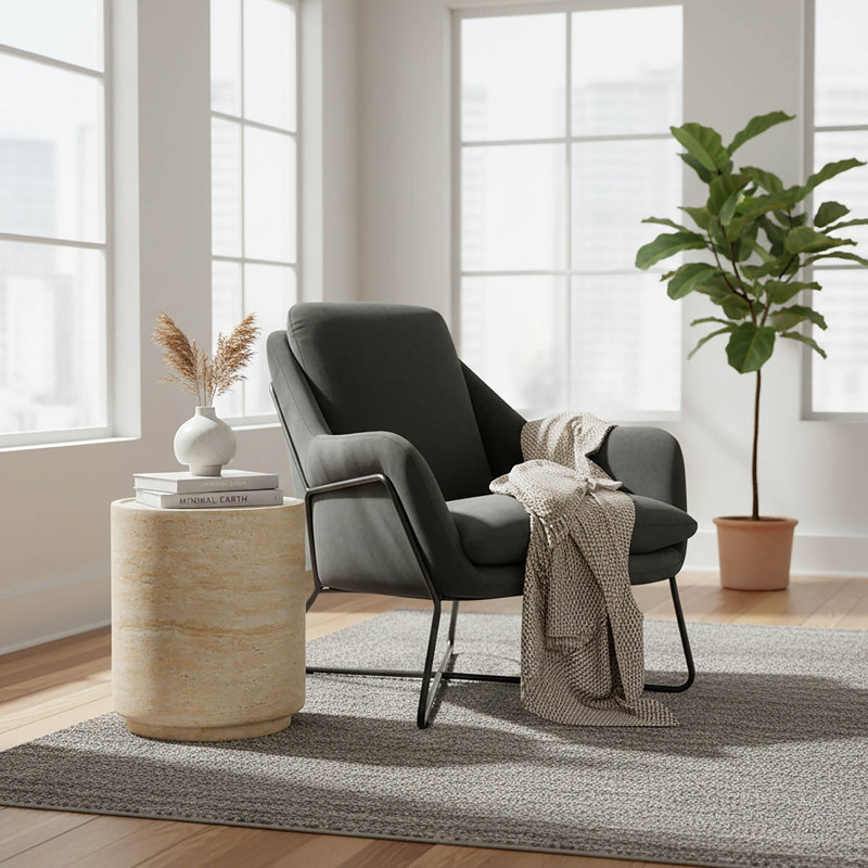 Affinity Upholstered Accent Chair, Dark Gray Velvet