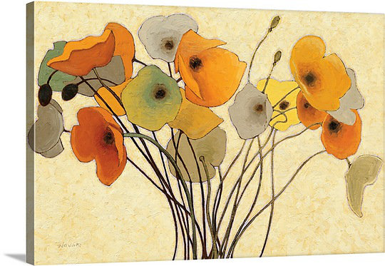 « i » par shirley novak, reproduction d’art Pumpkin Poppies, H 8 po x l 12 po x P 1,5 po, Toile