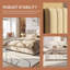 Très grande base de lit tapissier très grand, tissu bouclé blanc cassé avec tête de lit épaisse, conception capitonnée moderne, capacité de poids de 800 lb, pieds en bois massif, assemblage facile
