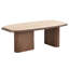 Table basse rectangulaire, plateau en travertin et noyer