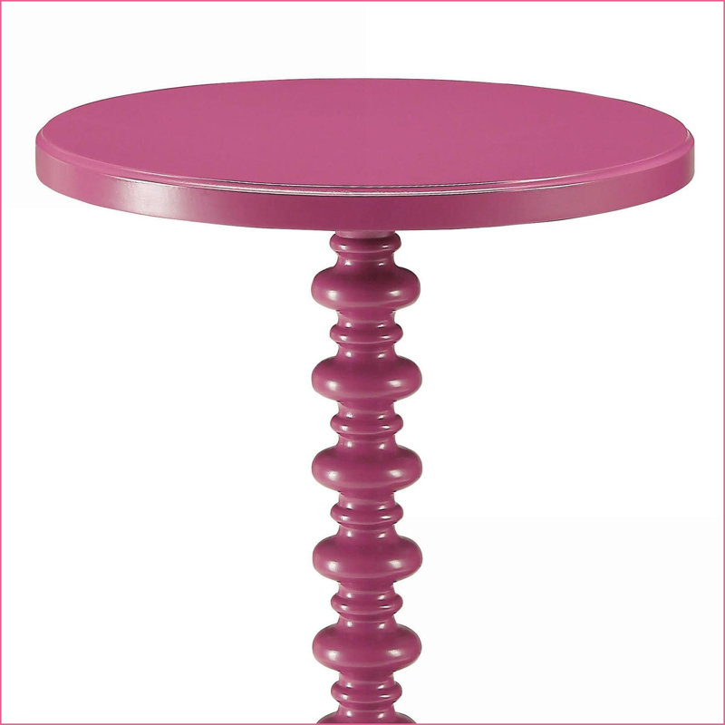 Table basse mauve à plateau rond avec base en piédestal, polyvalente pour le salon et amp; Petits espaces