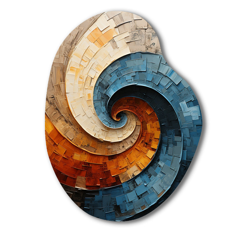Landis Collage Spiral - Abstract Spirals, art asymétrique en métal, impression moderne de forme irrégulière