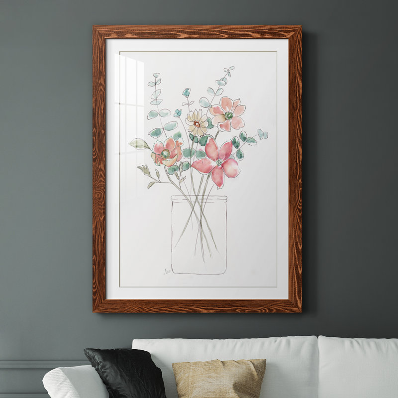 Whimsical Wildflowers I - peinture encadrée, H 31,5 po x l 23,5 po x P 1,5 po, Toile avec cadre érable
