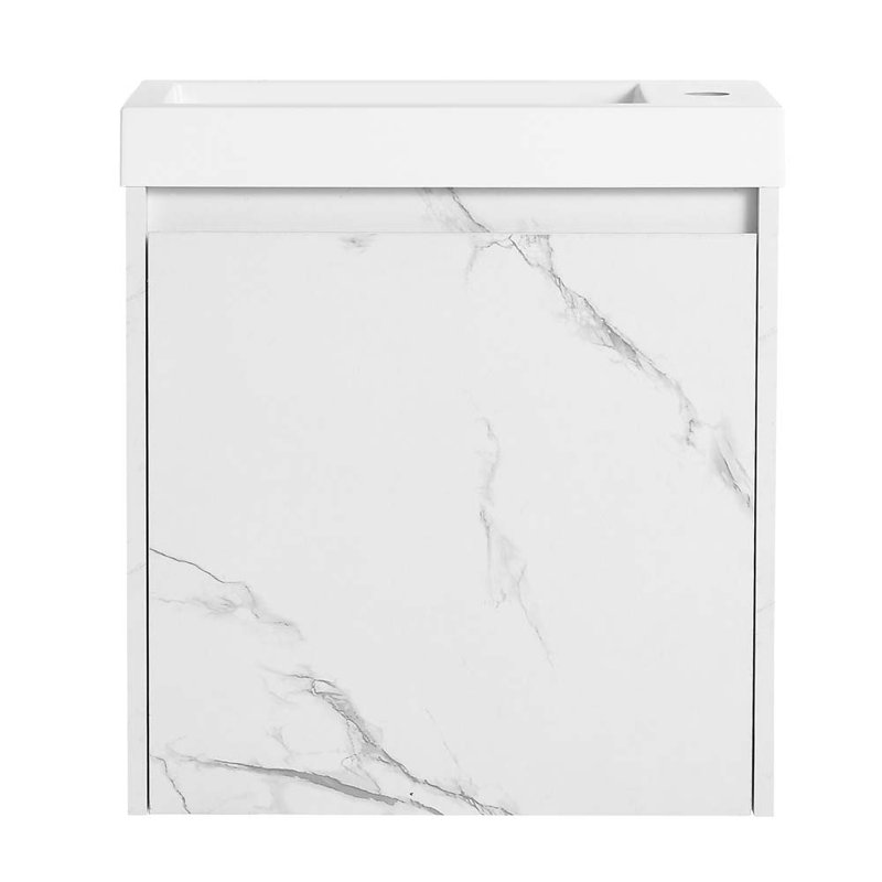 Meuble-lavabo simple 19,7 po avec plateau en résine Jenet, Blanc