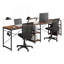 Bureau industriel en L avec tablettes de rangement, noyer