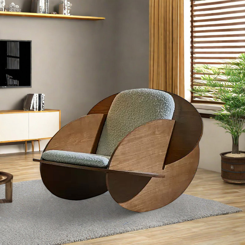 Chaise berçante en sherpa Modern Fashion, Gris, Brun
