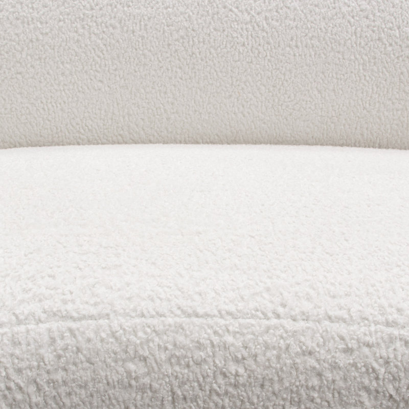 Simone Chic Curved 103'' White Faux Sheepskin Upholstered Sofa