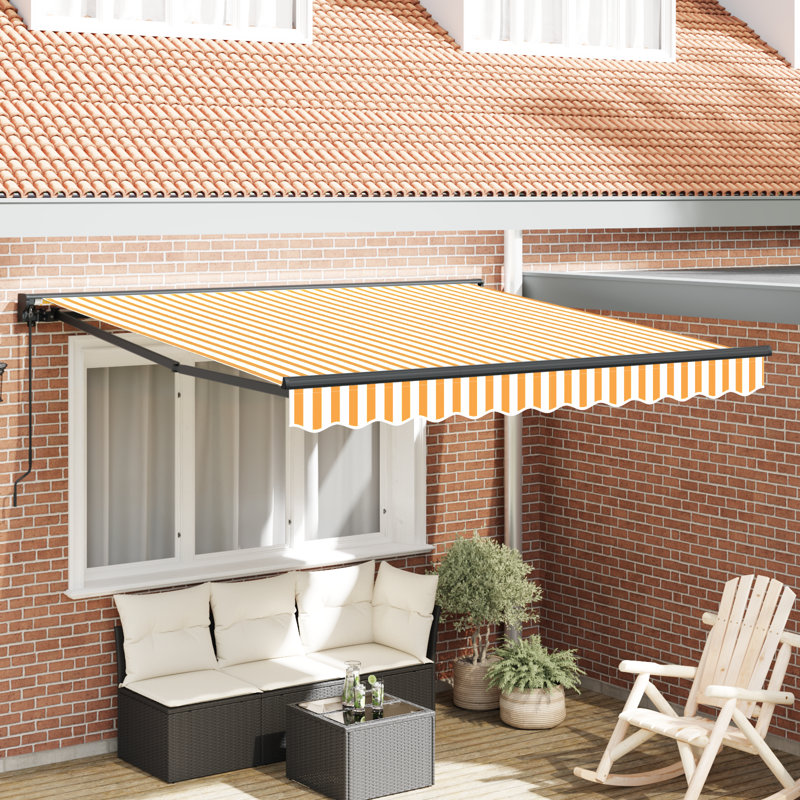 Brayden Studio Fabric Cover Retractable Door / Window Awning, Anthracite/Anthracite, 350 cm W x 250 cm D