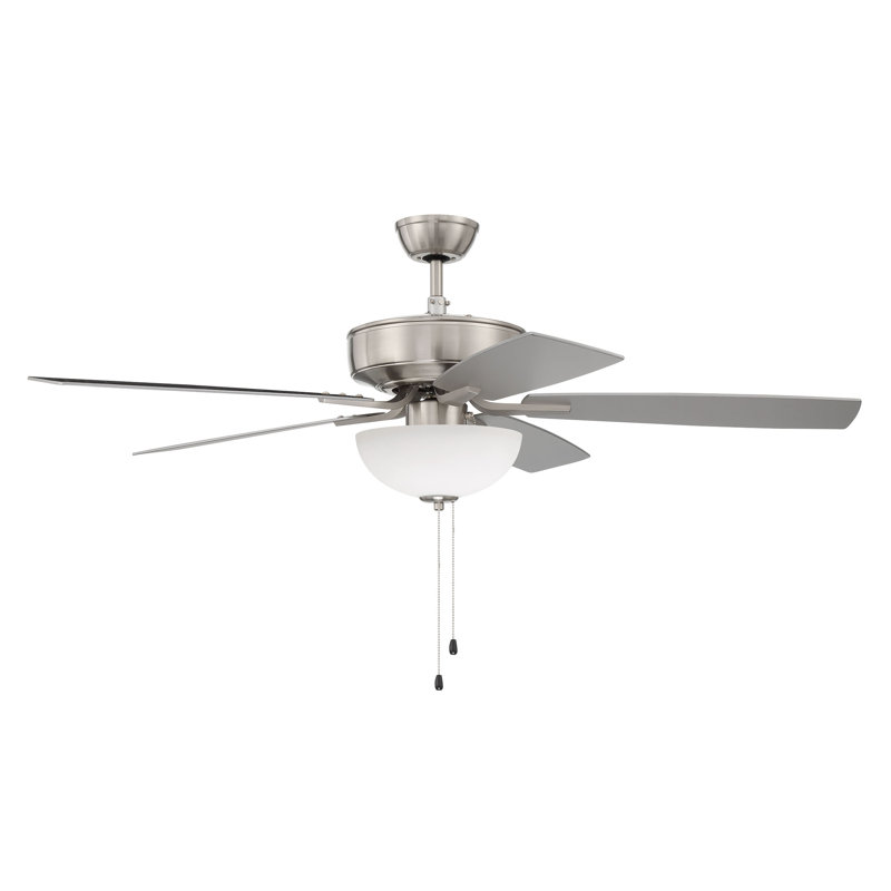 Ventilateur de plafond standard à DEL à 5 pales de 52 po avec télécommande et ensemble d'éclairage inclus