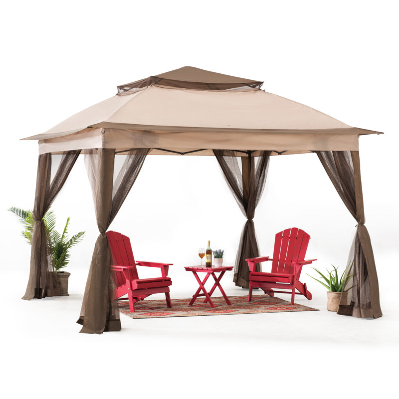 Sunjoy 11x11 ft. Pop-Up Instant Soft Gazebo, Outdoor Portable Steel Frame 2-Tier Top Canopy/Tent with Netting and Carry Bag