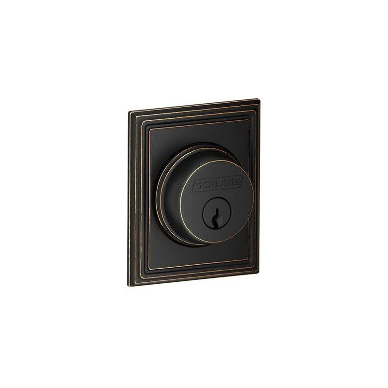 Single Cylinder Deadbolt with Addison Trim, Aged Bronze