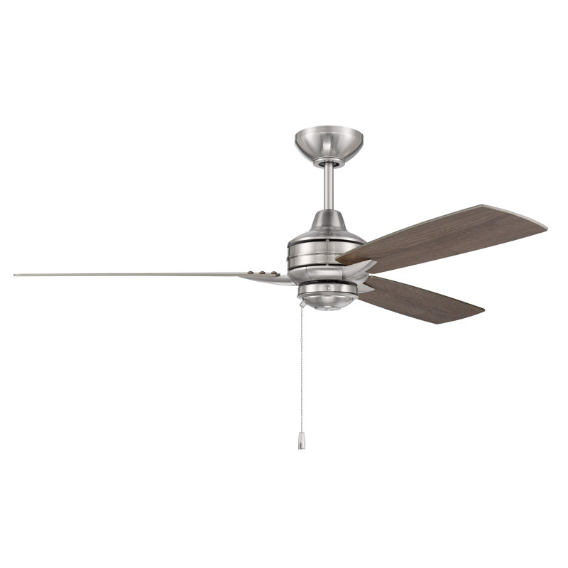Ventilateur de plafond 52 po, Nickel poli brossé / brun clair