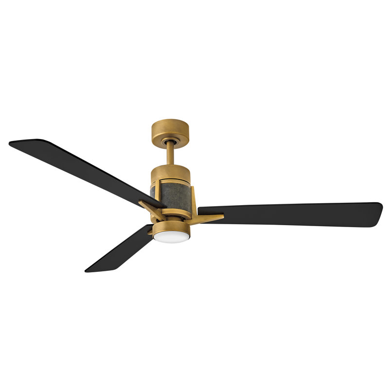 Atticus 56-in Integrated LED Smart Fan w/ HIRO control, Black/Gold
