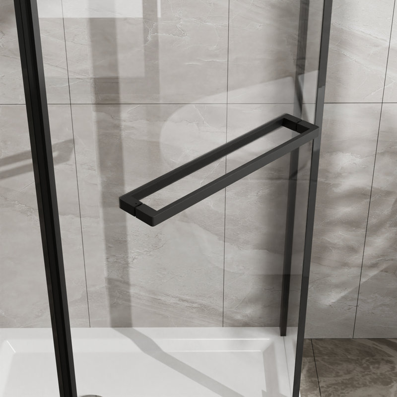 -Angle Shower Enclosure 36"X36"X72" - Matte Black, Clear Tempered Glass, 304 Stainless Steel Screws 72" High 36X36, Black Finish, Deck