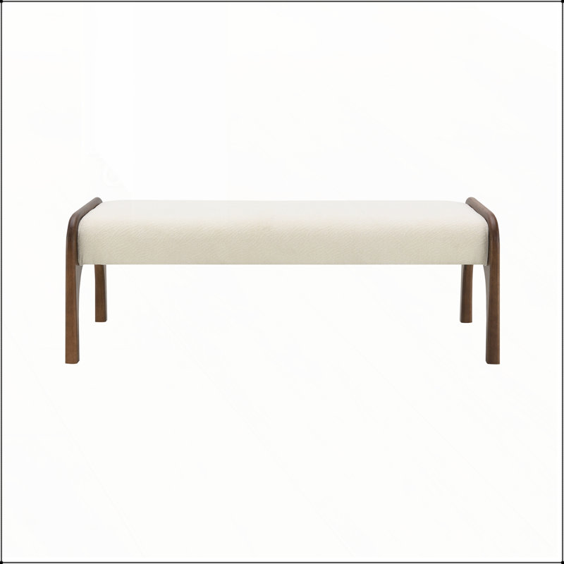 Banc long rembourré en chenille de 50,25 pouces avec pieds en bois massif, parfait pour les repas et les vestibules modernes