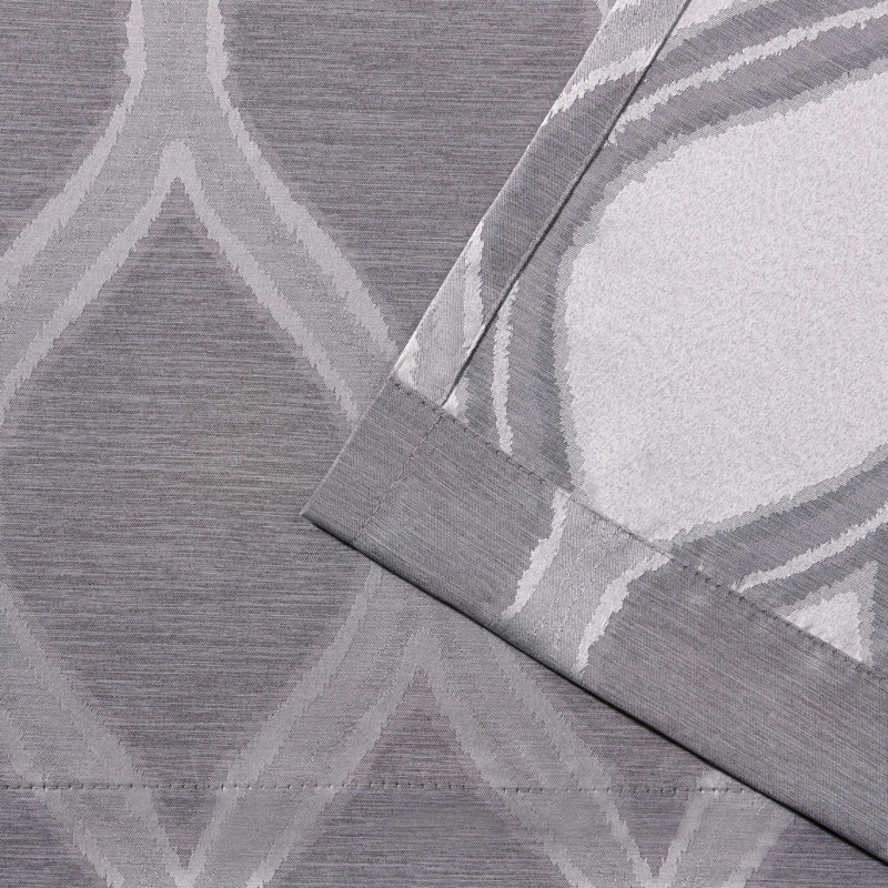 Borach Geometric Semi-Sheer Grommet Curtain Panels, 54" W x 84" H, Ash Gray