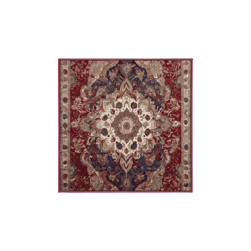 Tapis rouge lavable à la machine, Carré 5 pi