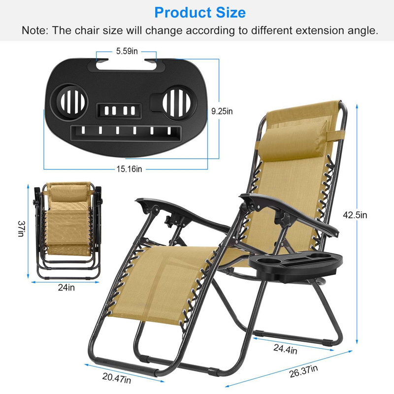 Margareta Outdoor Metal Chaise Lounge, Black/Tan