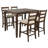 Donegal 5-Piece Counter Height Dining Set – Solid Mango Wood Table with 4 Slat Back Linen Chairs