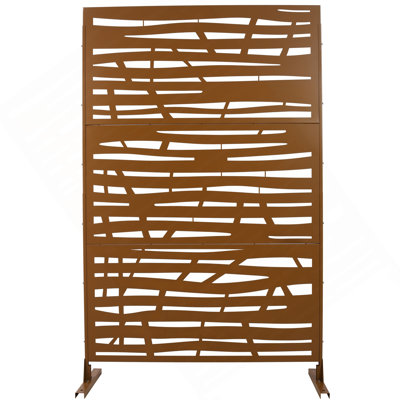 Écran d'intimité extérieur et intérieur en métal H 76 po x l 48 po, écran d'intimité décoratif autoportant pour terrasse de balcon de terrasse, panneaux de clôture d'intimité pour jardin extérieur PS109 BRUN