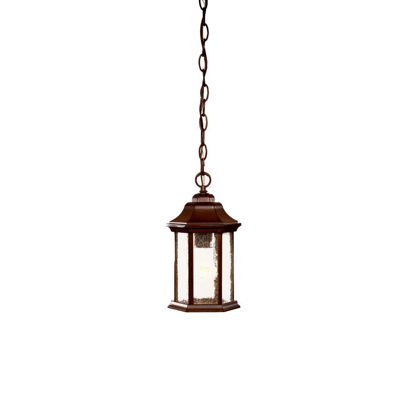 Pruitt Outdoor Hanging Lantern, Matte Black, Clear Seeded, No